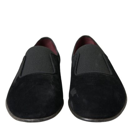 Elegant Black Velor Loafers for the Discerning Gentleman