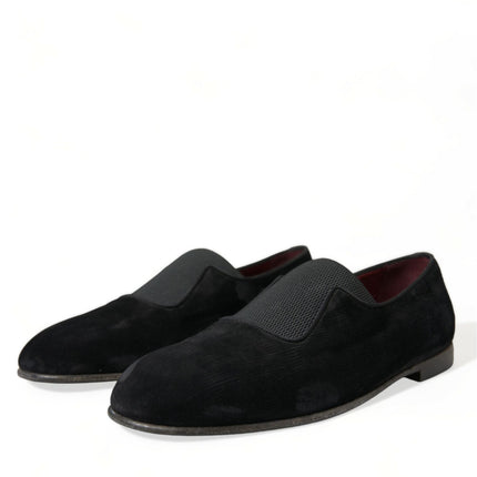 Elegant Black Velor Loafers for the Discerning Gentleman