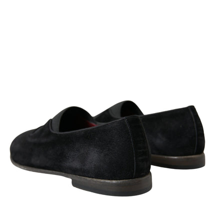 Elegant Black Velor Loafers for the Discerning Gentleman