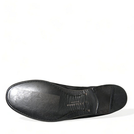 Elegant Black Velor Loafers for the Discerning Gentleman