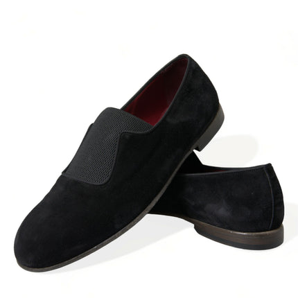 Elegant Black Velor Loafers for the Discerning Gentleman