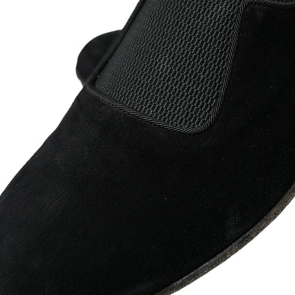 Elegant Black Velor Loafers for the Discerning Gentleman