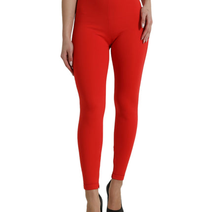 Eleganti leggings rossi ad alta vita