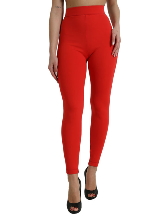 Eleganti leggings rossi ad alta vita