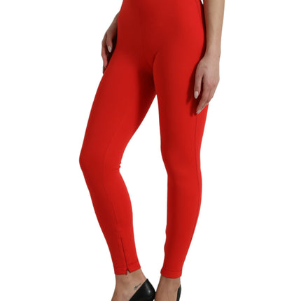 Eleganti leggings rossi ad alta vita