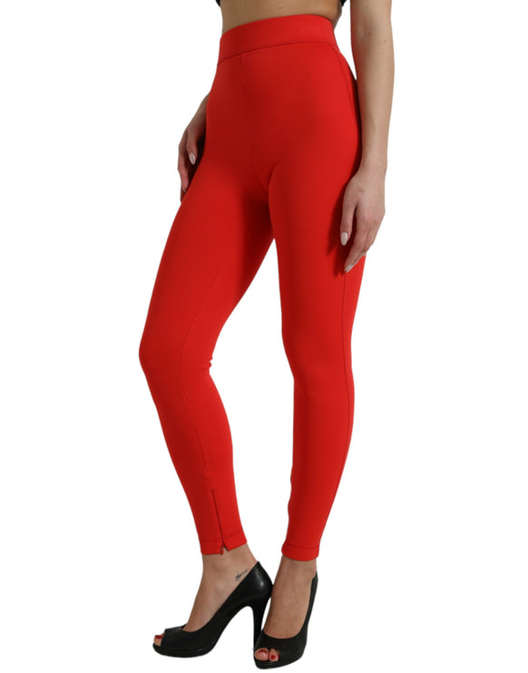 Eleganti leggings rossi ad alta vita