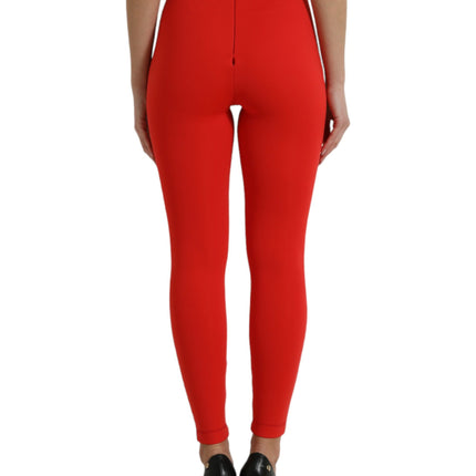 Eleganti leggings rossi ad alta vita