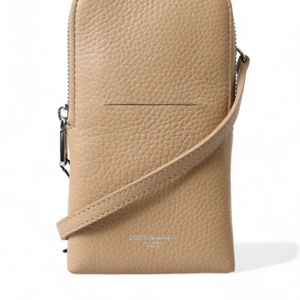 Elegante bolso crossbody de piel beige