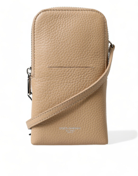 Elegante bolso crossbody de piel beige