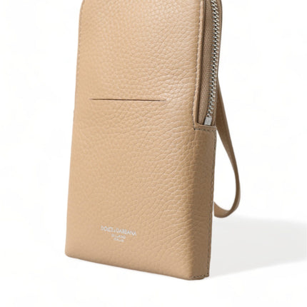 Elegante bolso crossbody de piel beige