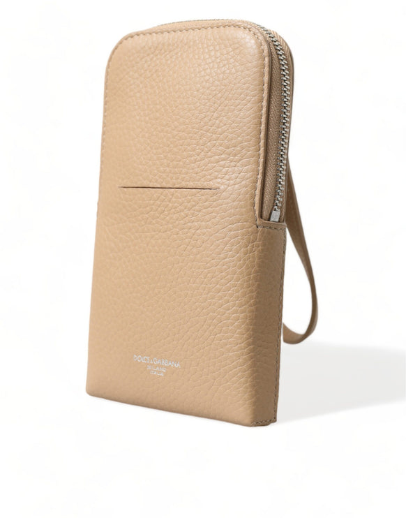 Elegante bolso crossbody de piel beige