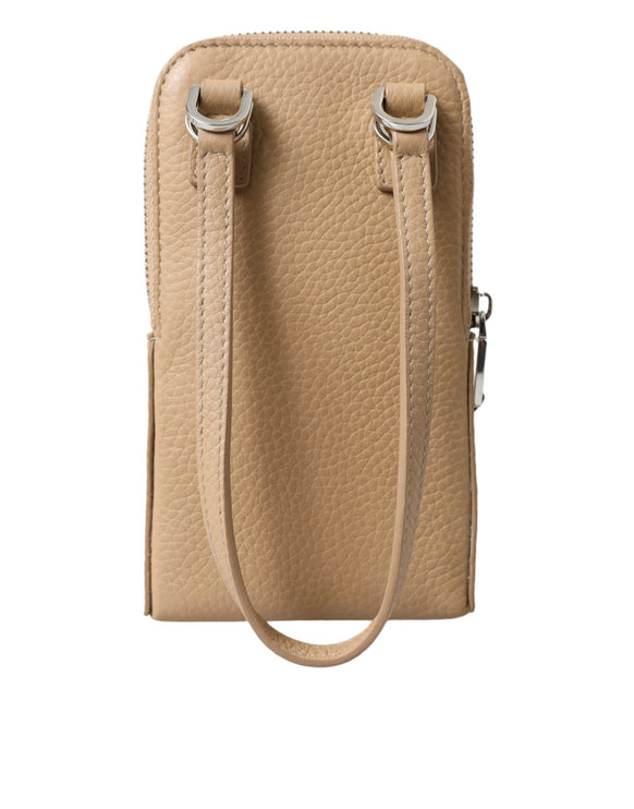 Elegante bolso crossbody de piel beige