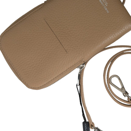 Elegante bolso crossbody de piel beige