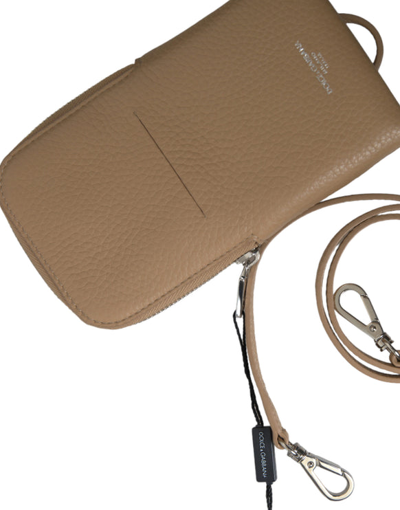 Elegante bolso crossbody de piel beige