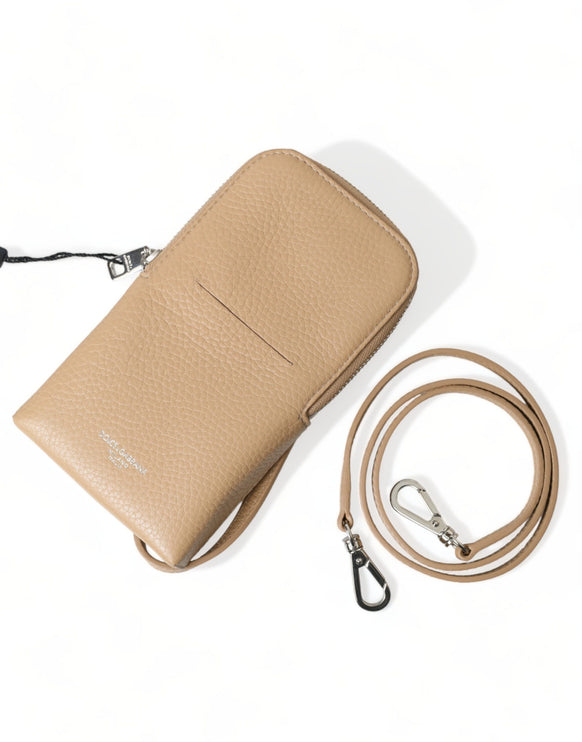 Elegante bolso crossbody de piel beige