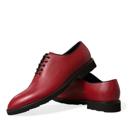 Elegant Red Leather Oxford Dress Shoes