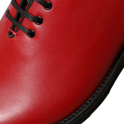 Elegant Red Leather Oxford Dress Shoes