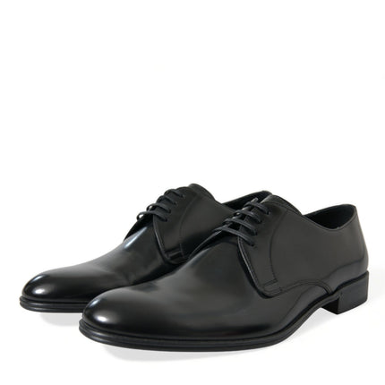 Elegant Black Leather Derby Formal Shoes