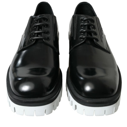 Sophisticated Black and White Leather Derby Shoes