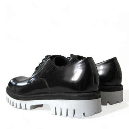 Sophisticated Black and White Leather Derby Shoes