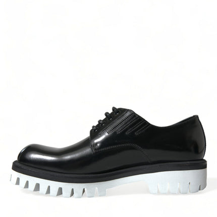 Sophisticated Black and White Leather Derby Shoes