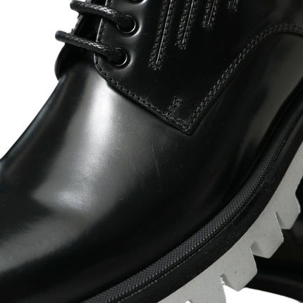 Sophisticated Black and White Leather Derby Shoes