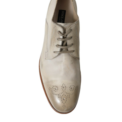 Elegant White Calfskin Derby Shoes