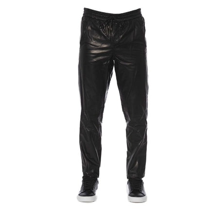 Pantalones de cuero negro elegantes para hombres