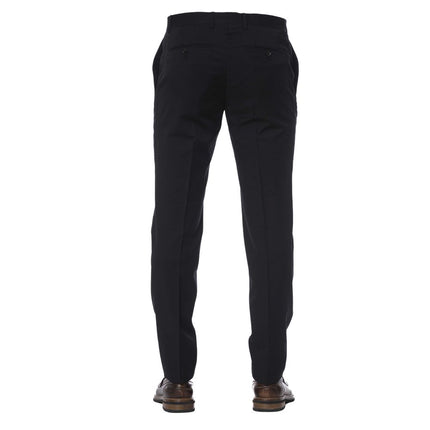 Elegantes pantalones de lana negra para hombres