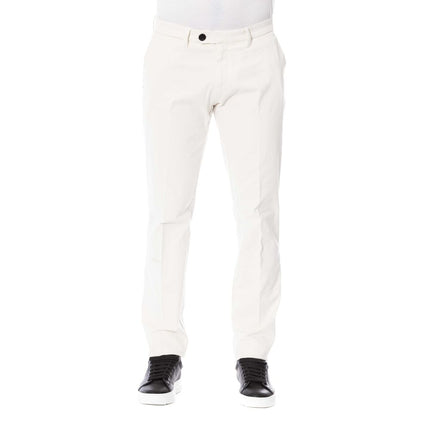 Elegantes pantalones de mezcla de algodón blanco