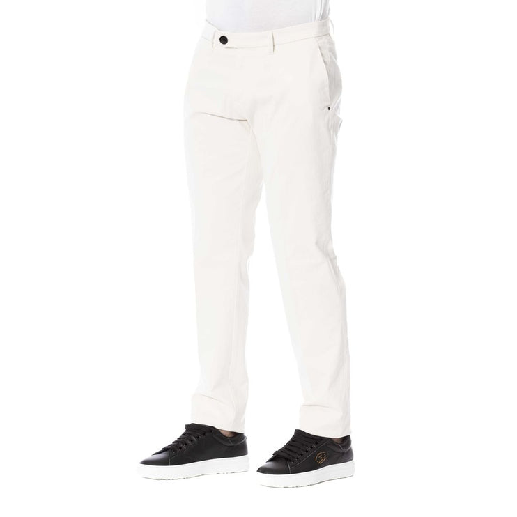 Elegantes pantalones de mezcla de algodón blanco