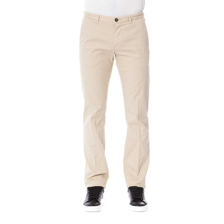 Pantalones de mezcla de algodón beige elegante