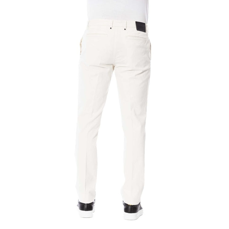 Elegantes pantalones de mezcla de algodón blanco