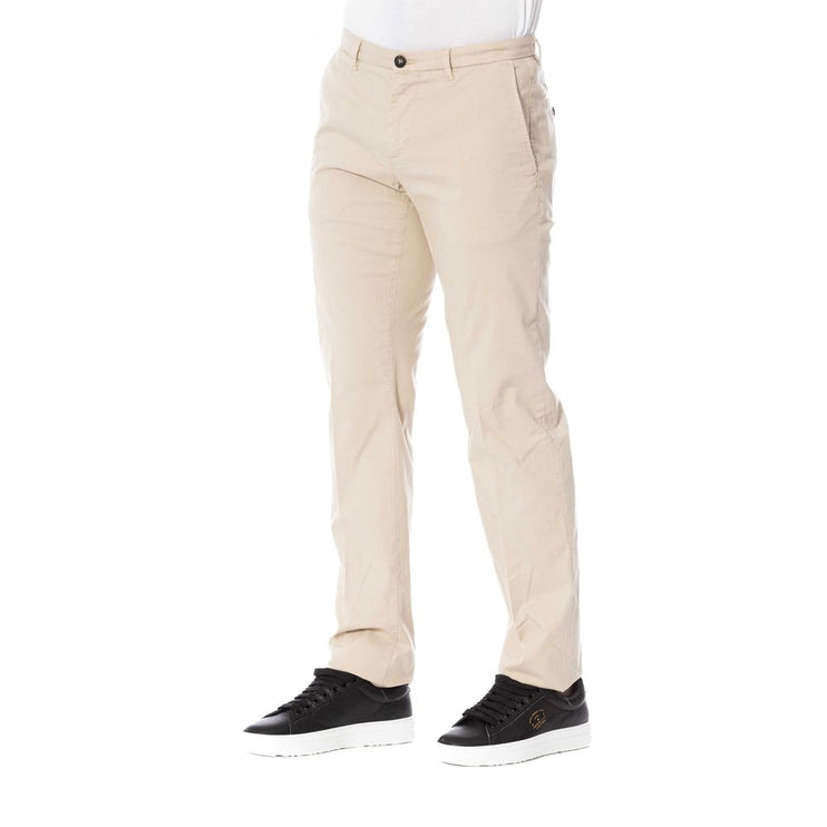 Pantalones de mezcla de algodón beige elegante