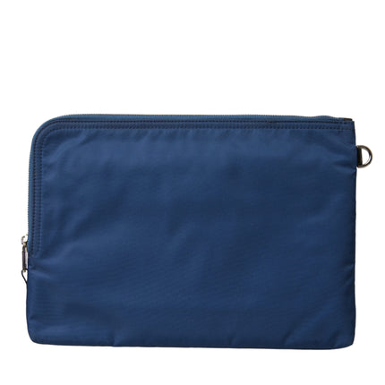 Elegante blauwe nylon tas met rits