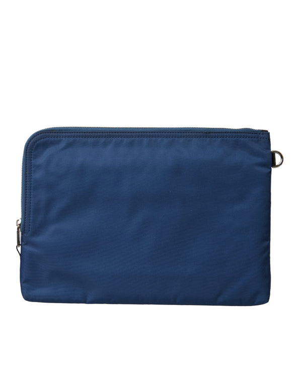 Elegante blauwe nylon tas met rits