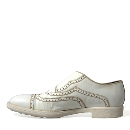 Elegant White Leather Derby Dress Shoes