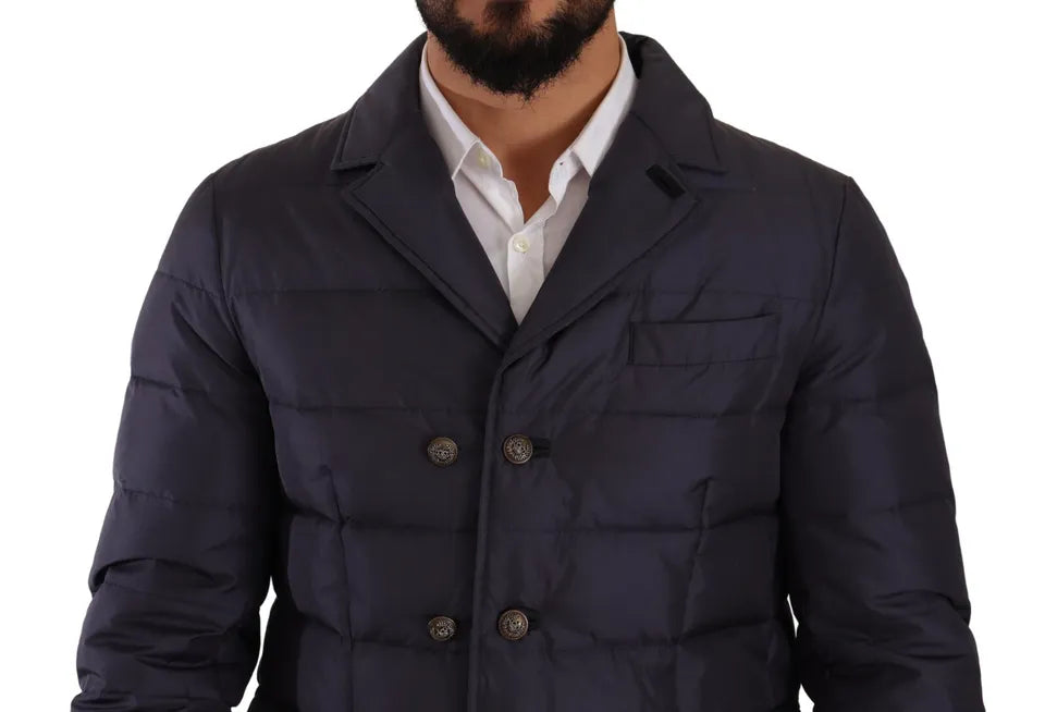 Jacket élégant en mélange de soie bleu foncé