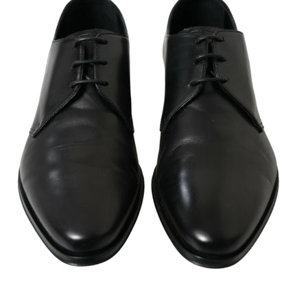 Elegant Black Leather Derby Dress Shoes