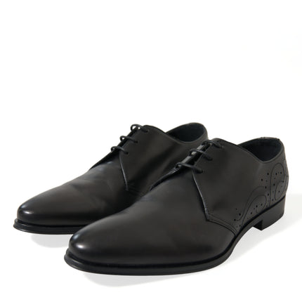 Elegant Black Leather Derby Dress Shoes