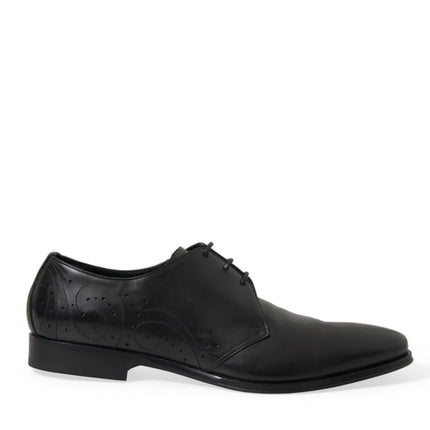 Elegant Black Leather Derby Dress Shoes