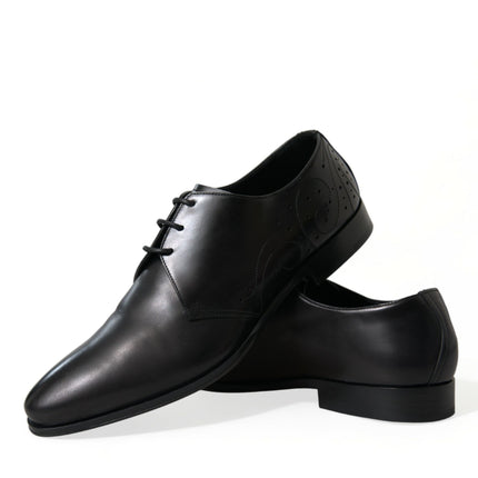 Elegant Black Leather Derby Dress Shoes