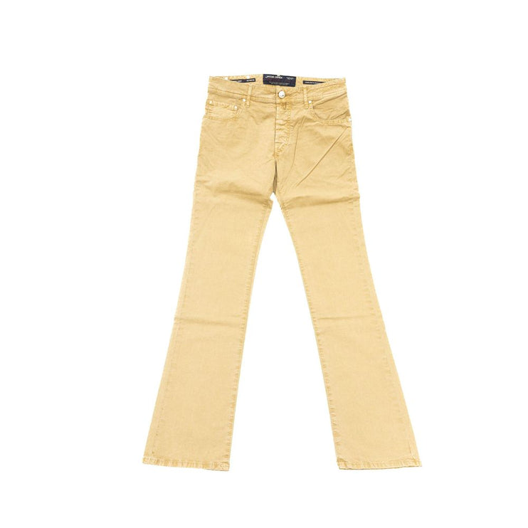 Elegantes jeans de mezcla de algodón beige