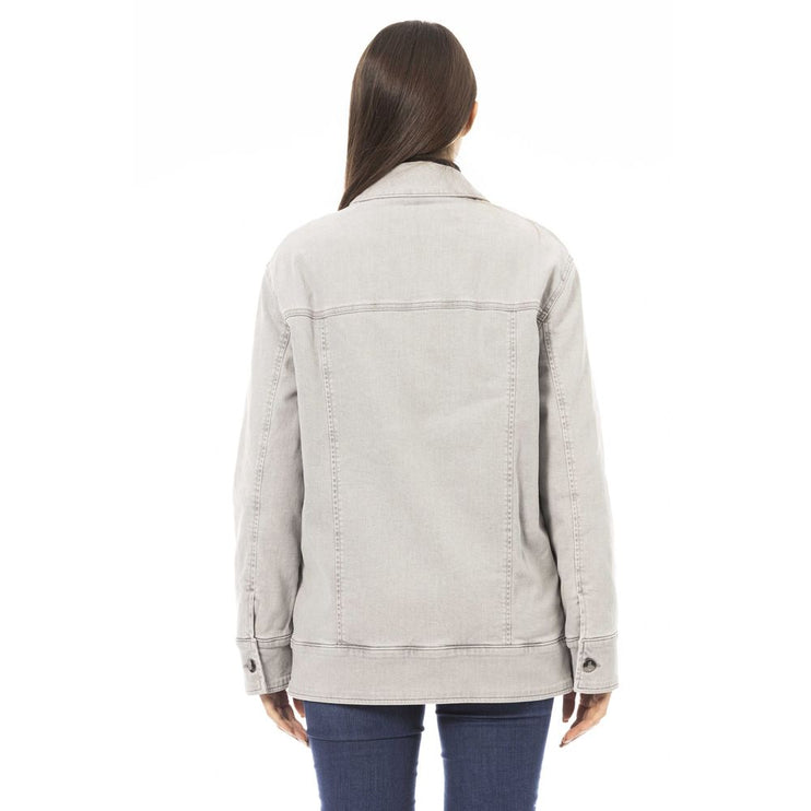 Veste de mélange en coton gris élégant