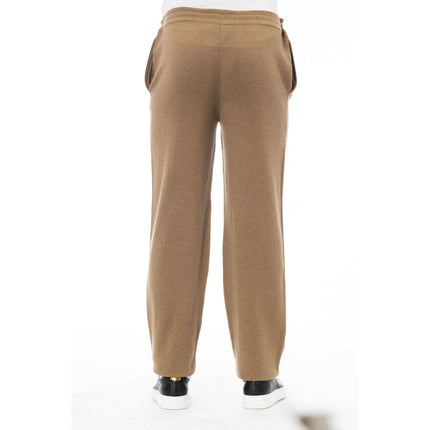 Elegantes pantalones de cordón de color beige