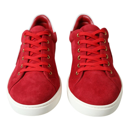 Elegantes zapatillas de cuero rojo y blanco