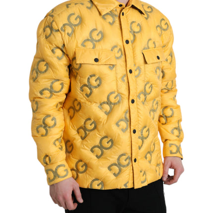 Elegante geel gewatteerde blouson jas