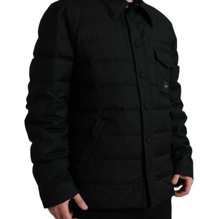 Elegant zwart gewatteerde parka -jas