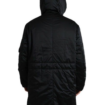 Veste parka à capuche noire élégante