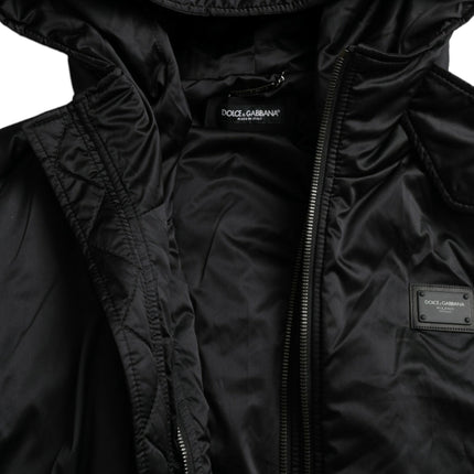 Veste parka à capuche noire élégante